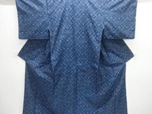 アンティーク　菱華紋織り出し手織り紬着物アンサンブル